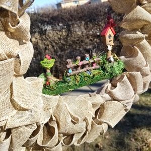 Handmade Burlap Farmhouse Decor Wreath with Scene